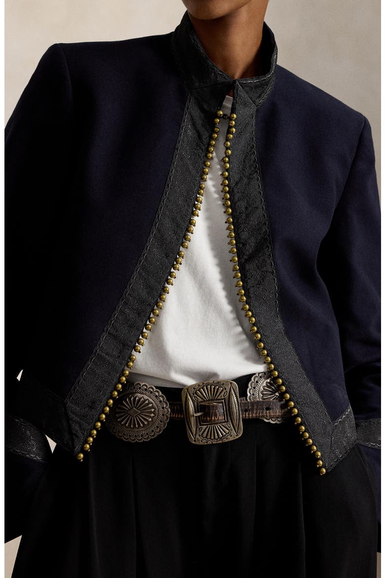Moleskin Cropped Jacket, Alternate, color, NAVY