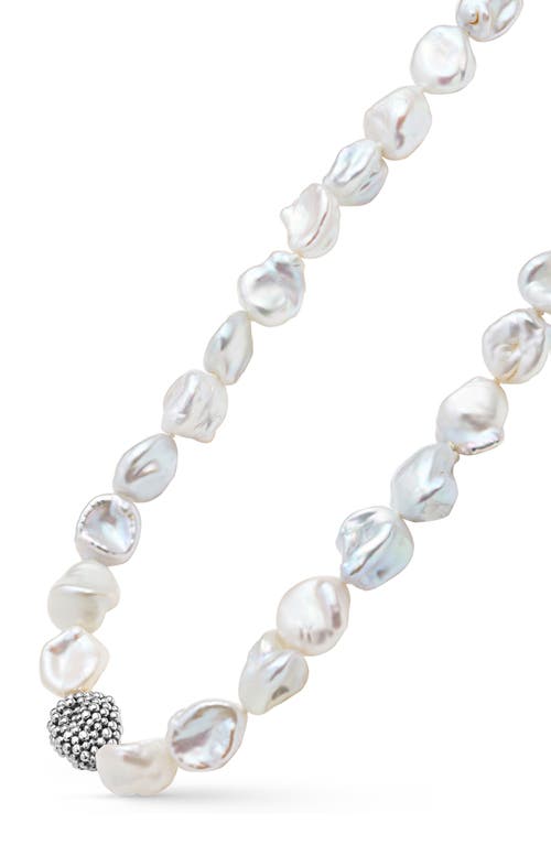 Lagos Sterling Silver Luna Keshi Pearl & Caviar Bead Long Strand Necklace, 34 In Silver