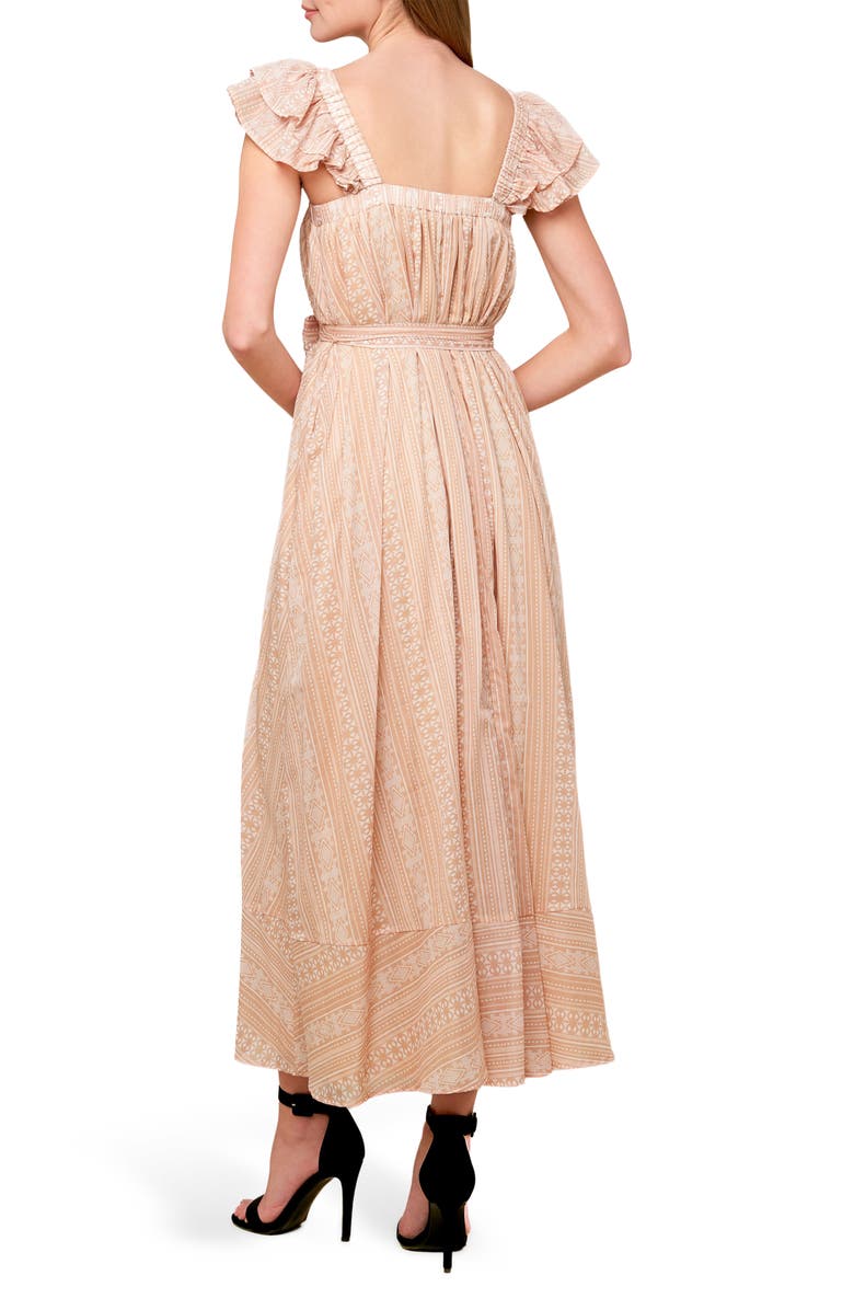 FLYING TOMATO Ruffle Cap Sleeve Cotton Maxi Dress, Alternate, color, Taupe