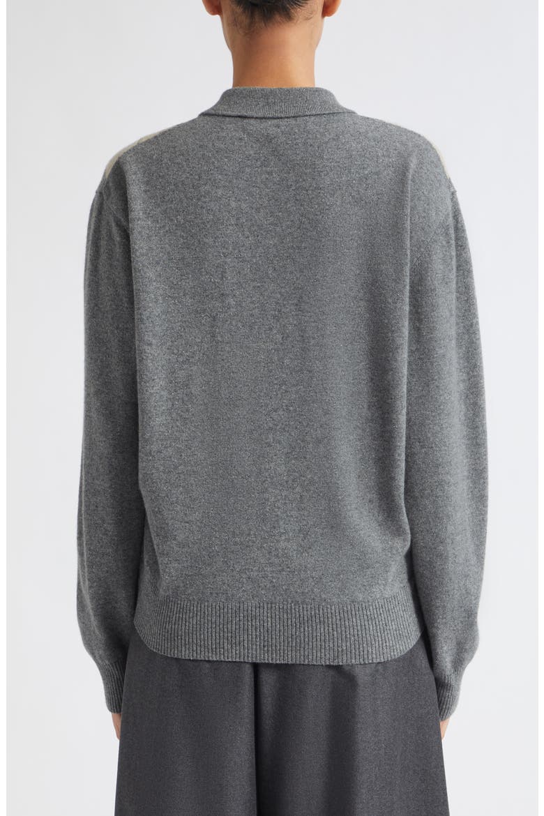 Argyle Plaid Mouliné Polo Sweater, Alternate, color, GREY / OAT CHECK