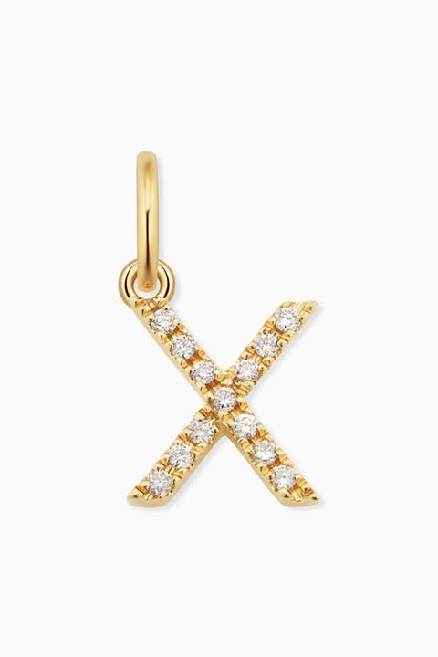 14K Gold My Letter Diamond Pendant Charm