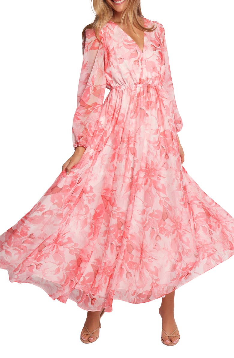 Petal & Pup Anisa Long Sleeve Maxi Dress, Main, color, Pink Floral