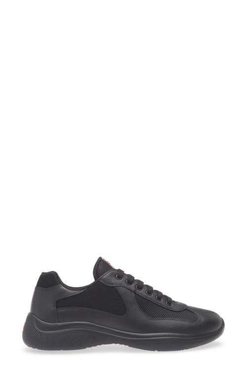 Prada Fabric And Leather America S Cup Sneakers In Nero