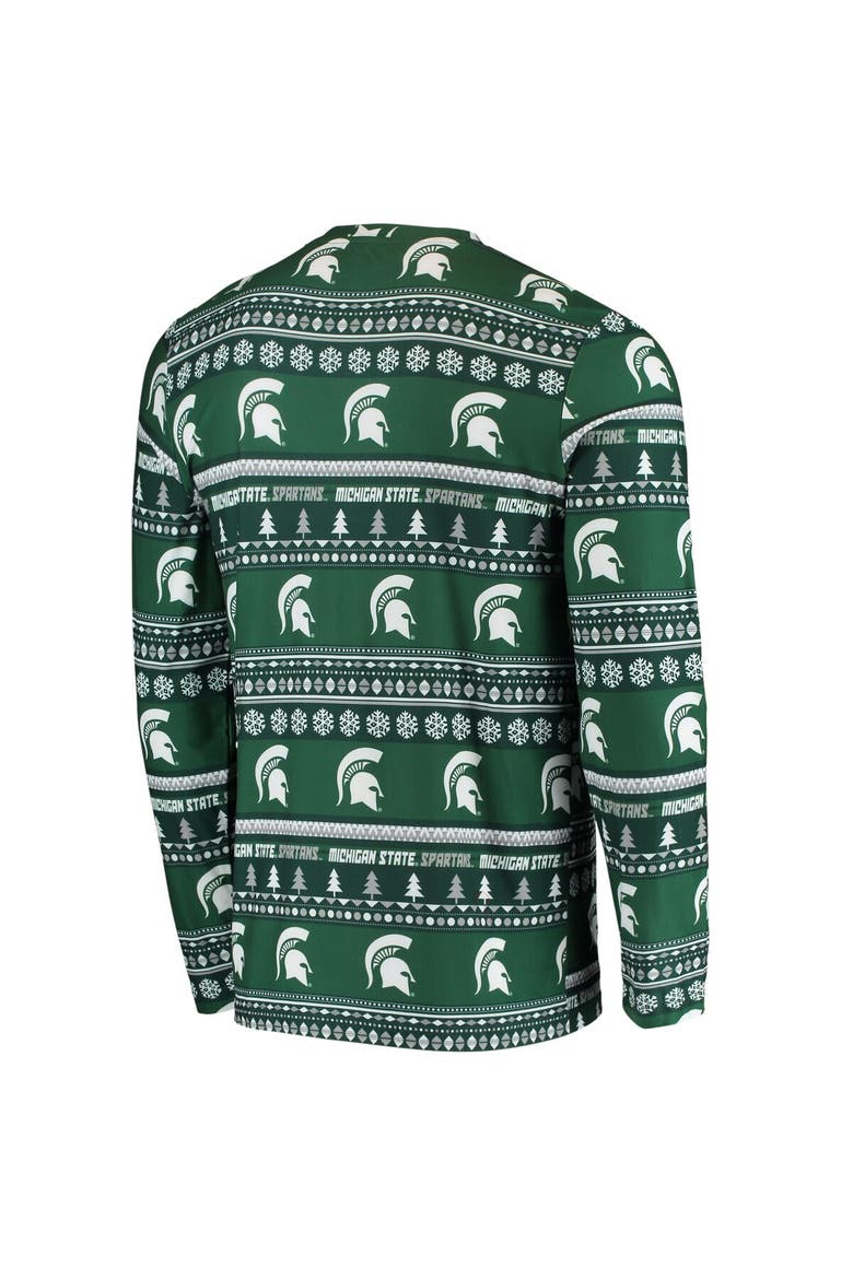 Men's Concepts Sport Green Michigan State Spartans Ugly Sweater Knit Long Sleeve Top and Pant Set, Alternate, color, Green