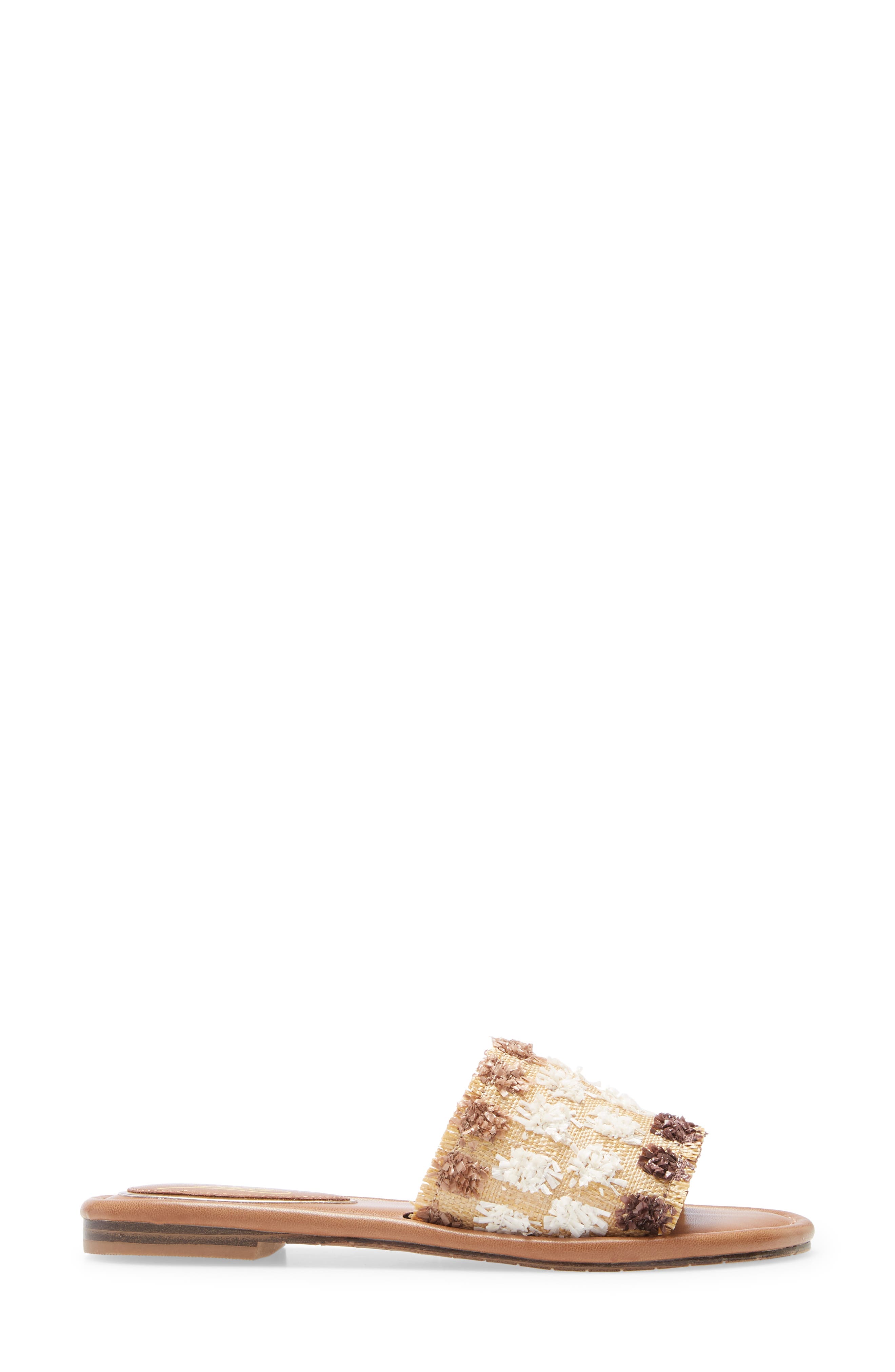 Mello Raffia Slide Sandal, Alternate, color, BROWN LEATHER