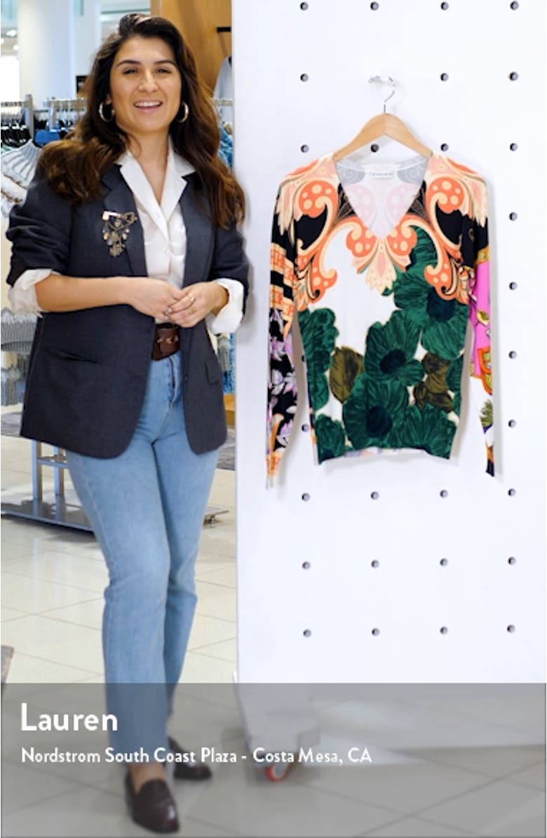 Floral Print Silk Blend Sweater, sales video thumbnail