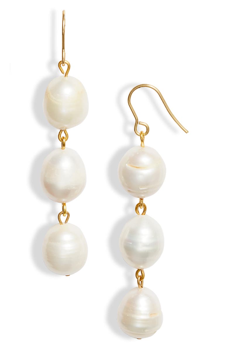 Karine Sultan Galore Cultured Pearl Drop Earrings, Main, color, Gold