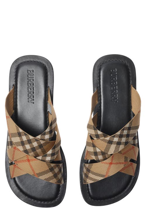 Burberry Jacquard Check Crisscross Slide Sandal In Sand Ip Check