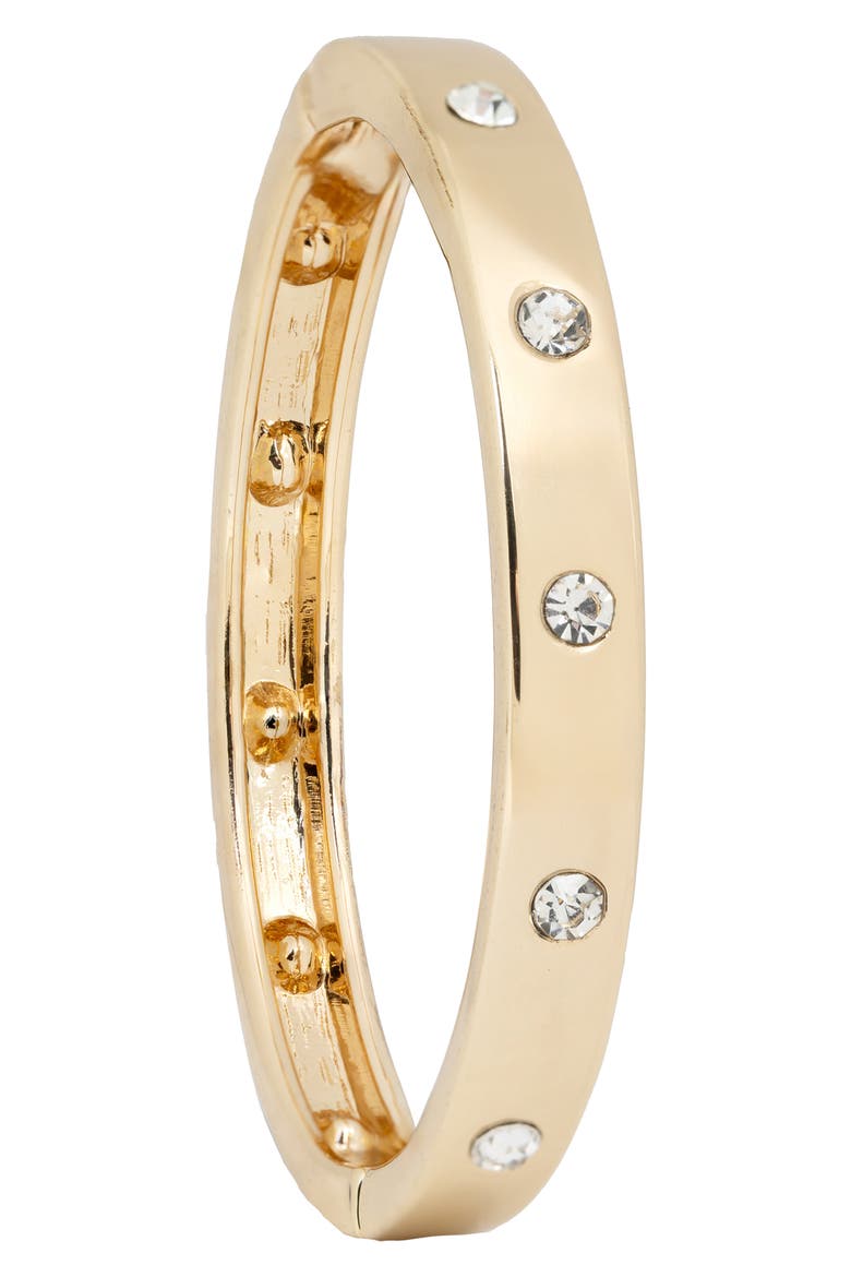 Crystal Studded Hinged Bangle Bracelet, Main, color, GOLD