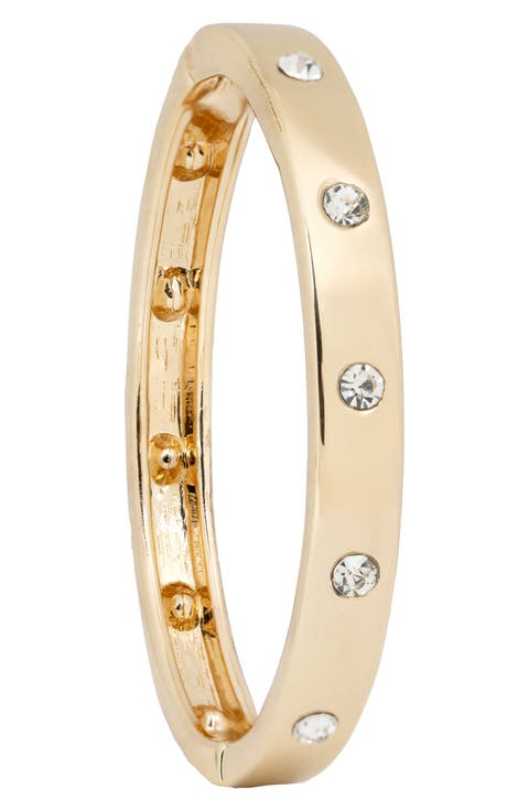 Crystal Studded Hinged Bangle Bracelet