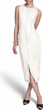BCBG Sleeveless Faux Suede Sheath Midi Dress