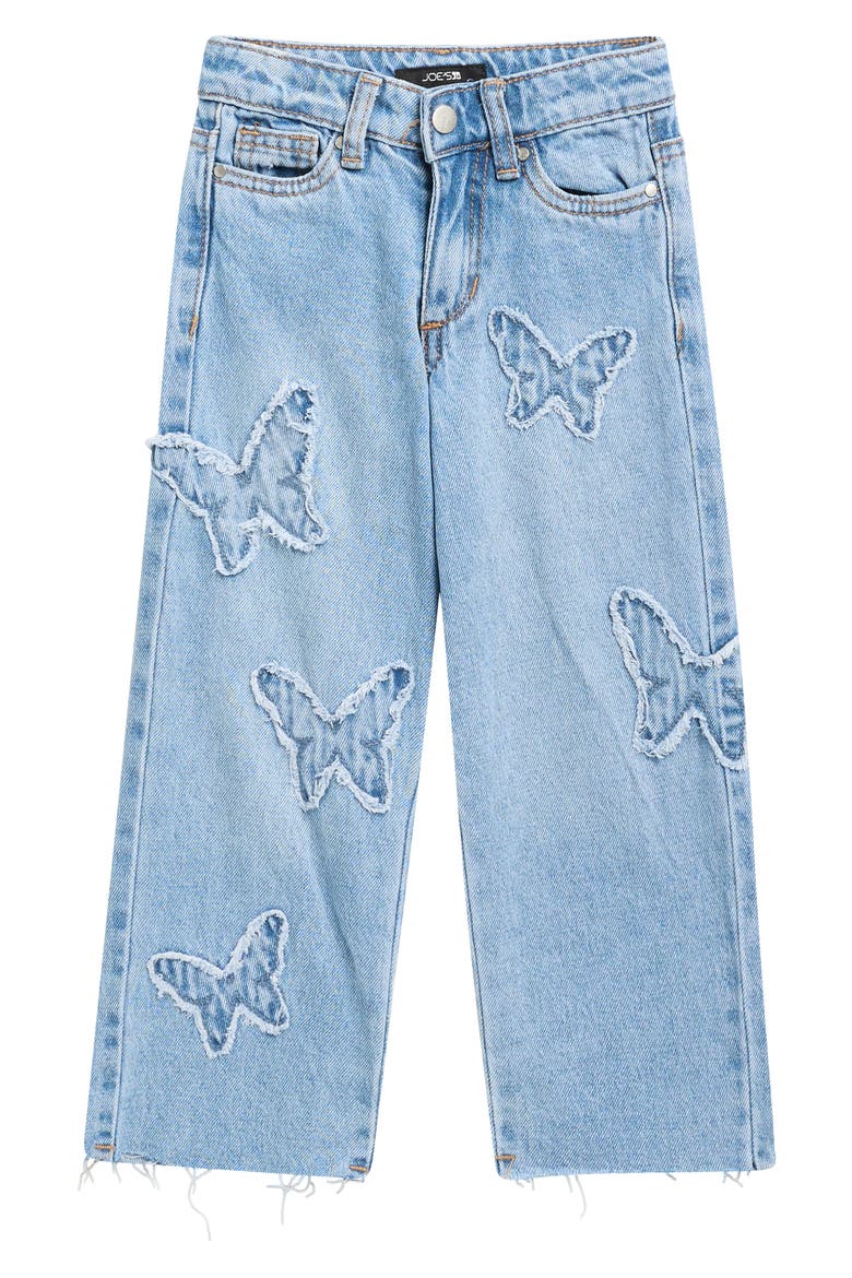Kids' Butterfly Patch Wide Leg Jeans, Main, color, LIGHT WASH
