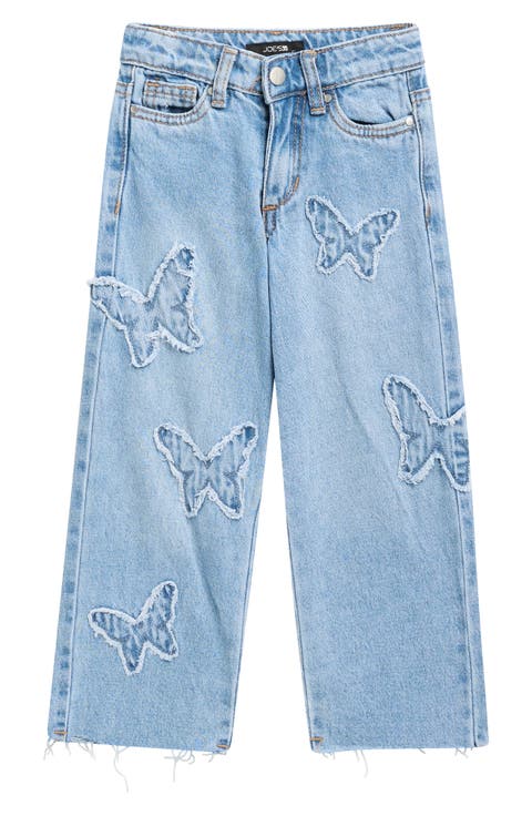 Kids' Butterfly Patch Wide Leg Jeans