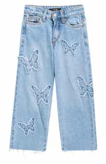 Kids' Butterfly Patch Wide Leg Jeans