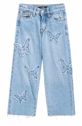 Kids' Butterfly Patch Wide Leg Jeans