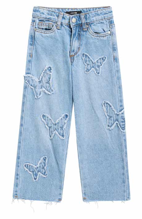 Kids' Butterfly Patch Wide Leg Jeans