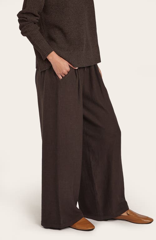 Oyun Misu Linen Wide Leg Pants In Espresso