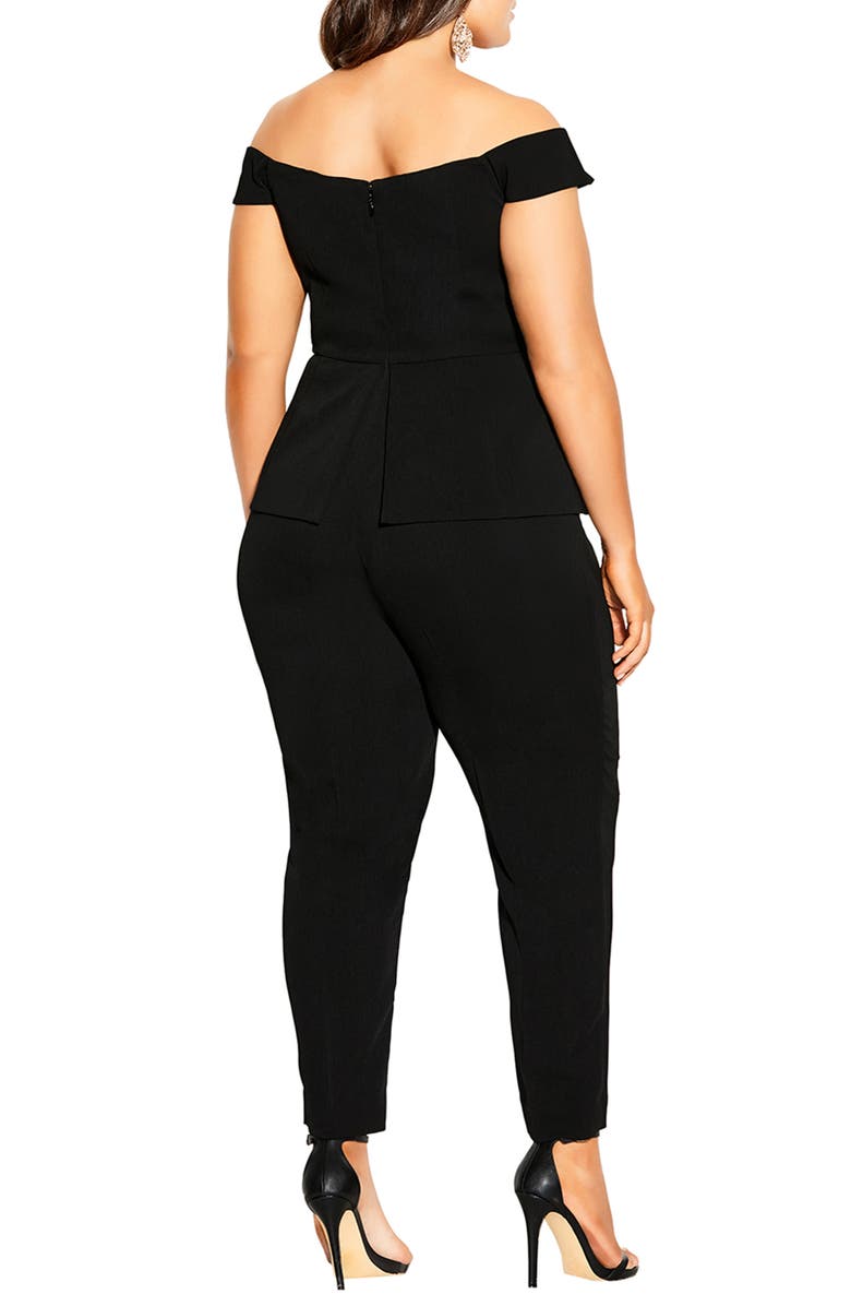 City Chic Sexy Off the Shoulder Jumpsuit, Alternate, color,