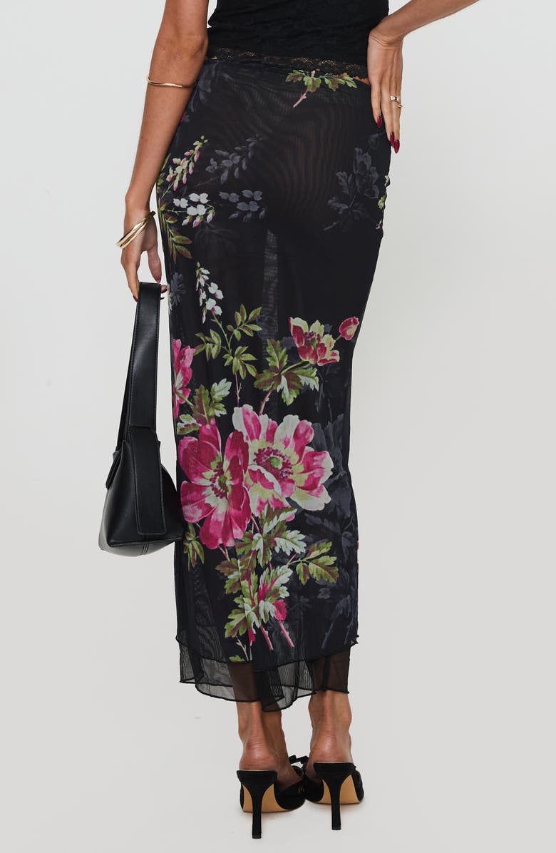 Princess Polly Paganio Floral Print Maxi Skirt, Alternate, color, Black Floral