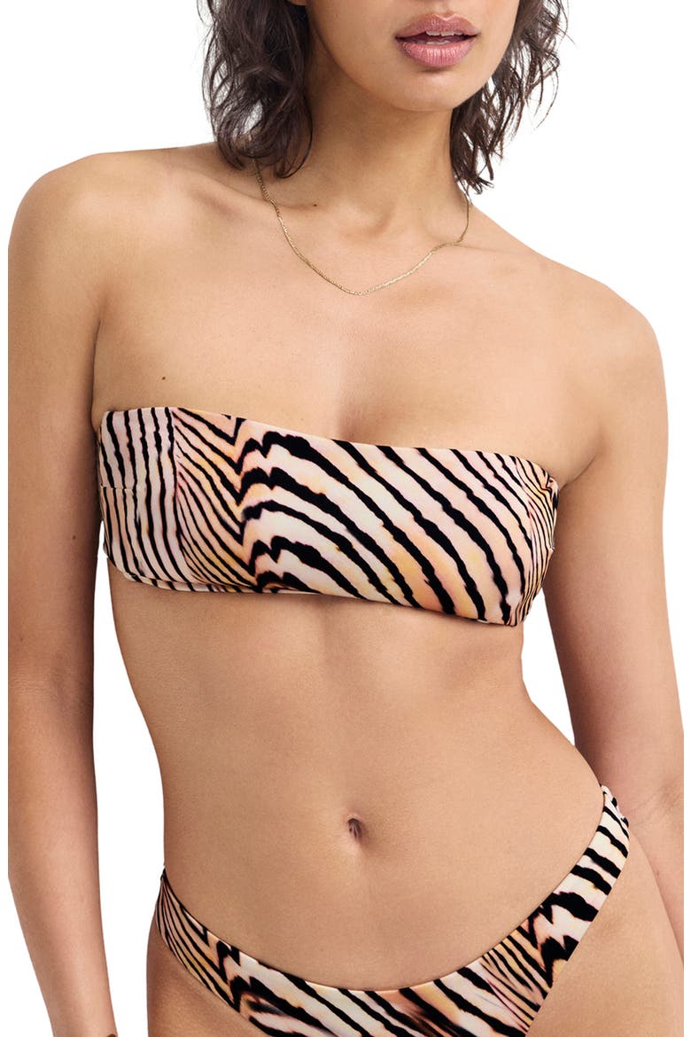 Nala Bandeau Bikini Top, Main, color, SHELL STRIPE ECOSHIMMER
