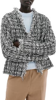 MANGO Cotton Blend Tweed Jacket