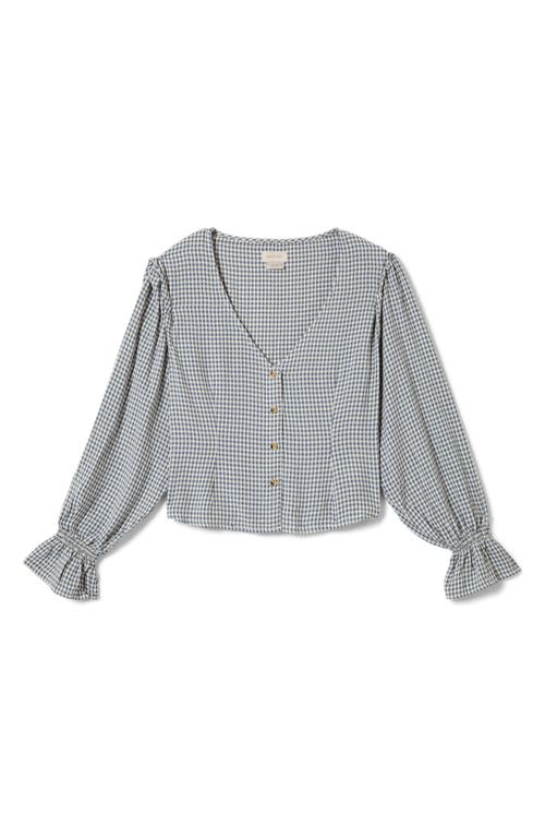 Brixton Meadow Gingham Check Button-up Shirt In Azure Blue Gingham