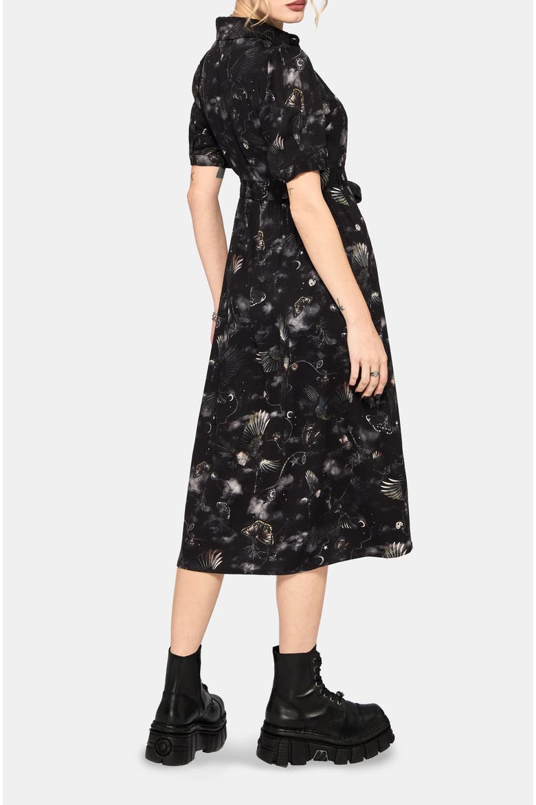 Crimson Magpie And Moth Midi Shirt Dress, Alternate, color, Black