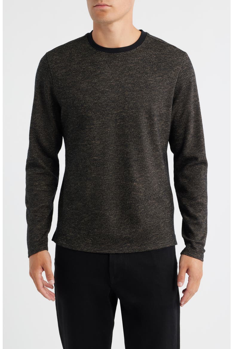 Emmanuel Long Sleeve Cotton & Wool Crewneck T-Shirt, Main, color, BROWN