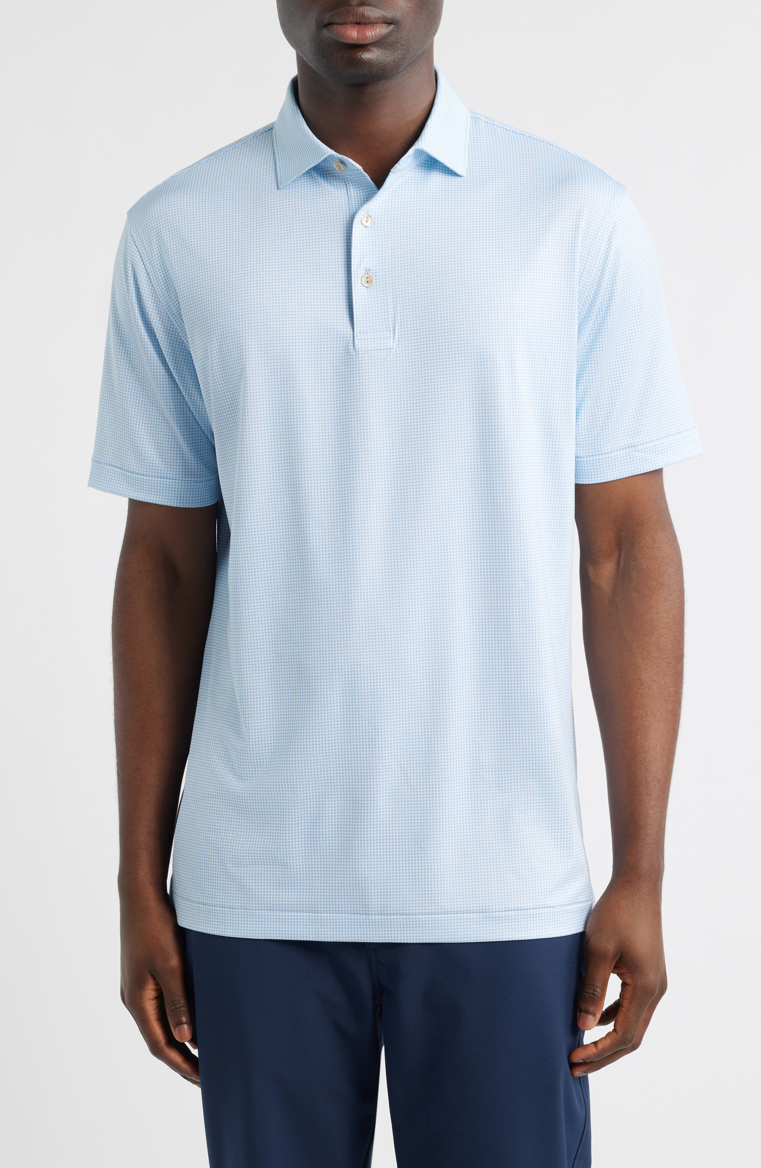 Gingham Check Performance Jersey Polo