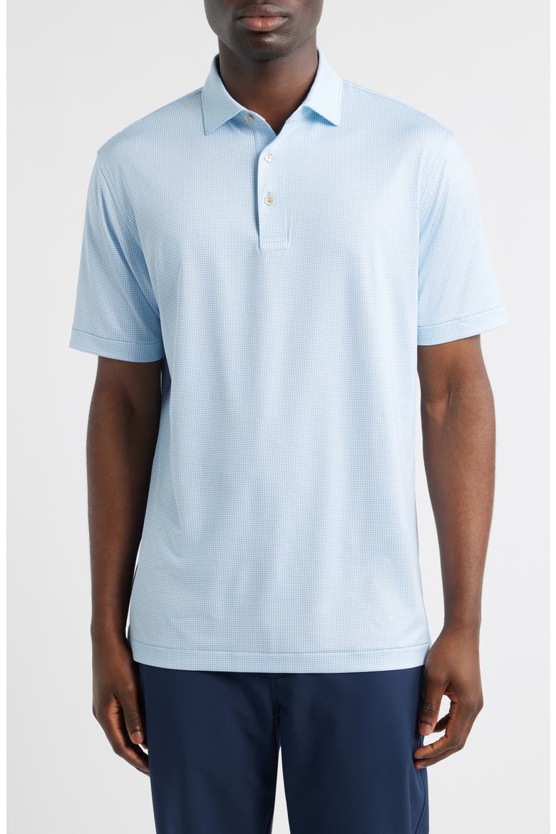 Gingham Check Performance Jersey Polo, Main, color, COTTAGE BLUE