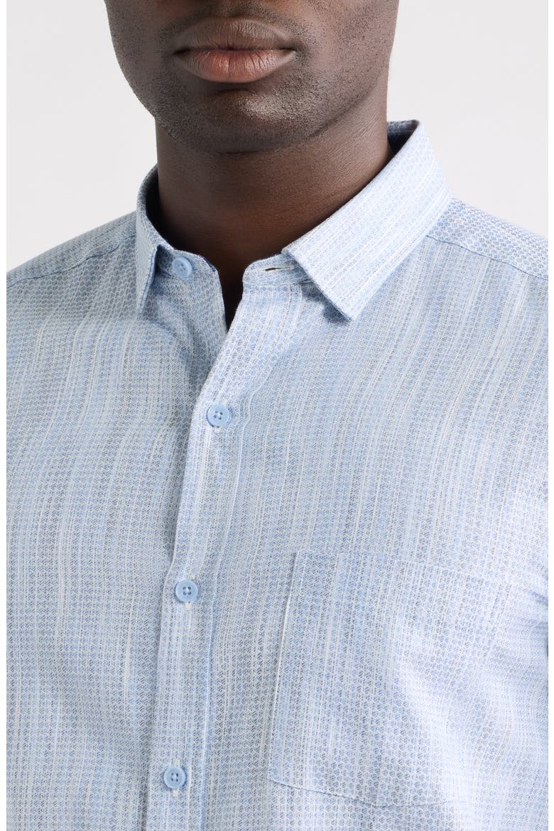 Collin Jacquard Cotton Button-Up Shirt, Alternate, color, LT. BLUE