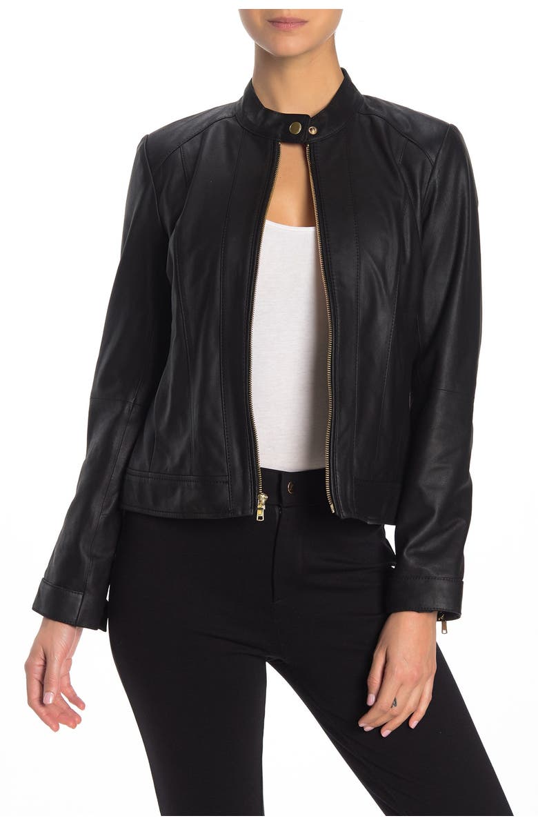 Cole Haan Double Face Zip Front Leather Jacket, Alternate, color,