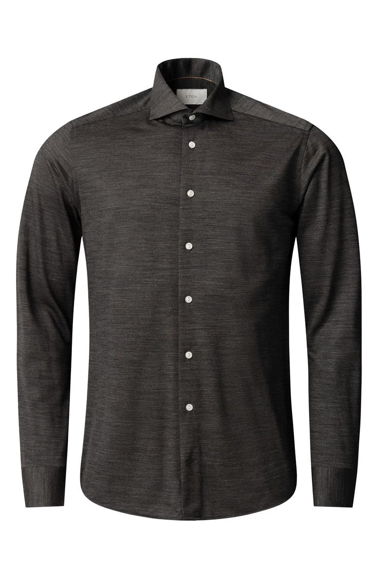 Eton Slim Fit Merino Wool Dress Shirt, Alternate, color, Dark Grey