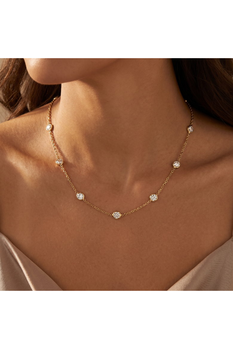 4Ct Diamonds By The Yard Necklace 14K Gold Lab Grown Station Pendant, Alternate, color, 14k Yellow Gold