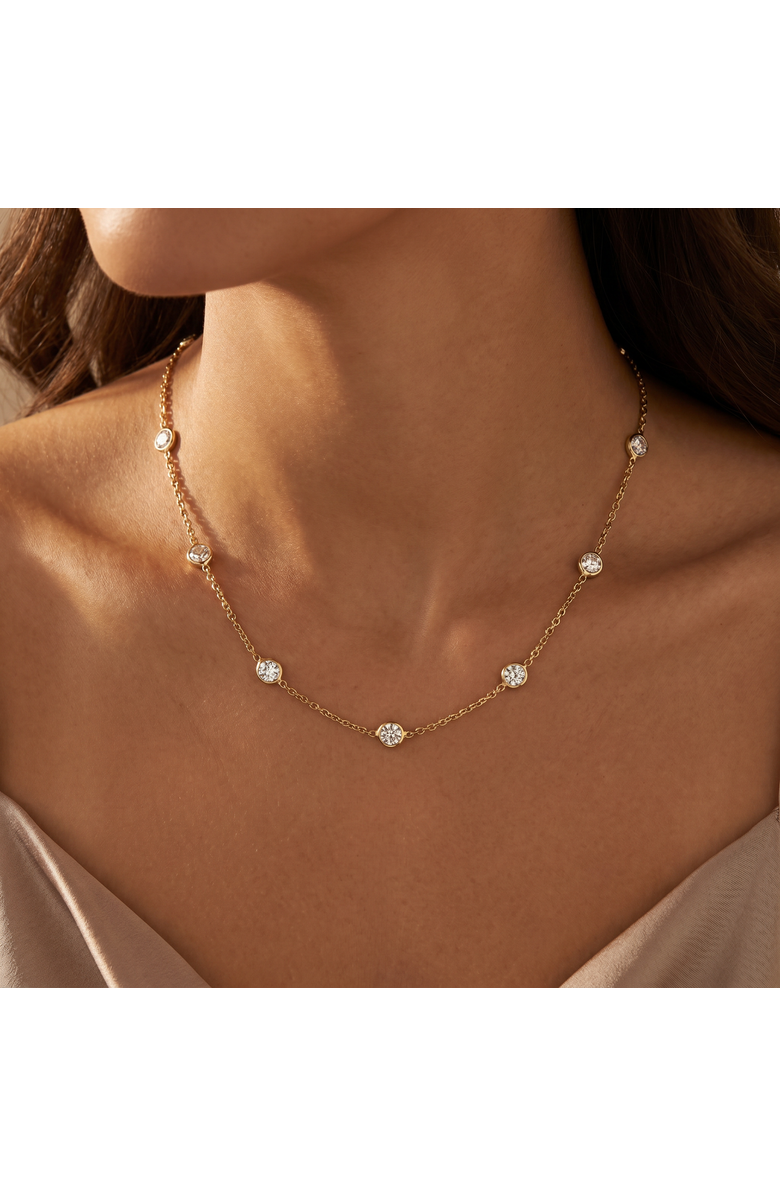 Bliss Diamond 4Ct Diamonds By The Yard Necklace 14K Gold Lab Grown Station Pendant, Alternate, color, 14K Yellow Gold