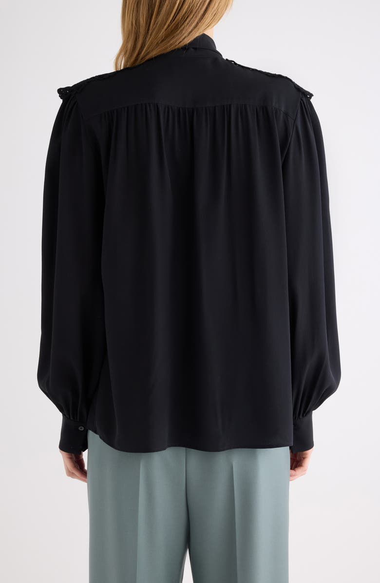 Chloé Pussybow Silk Crêpe de Chine Shirt, Alternate, color, Black