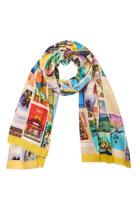 Traveler Postcard Cotton Scarf