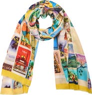SAACHI Traveler Postcard Cotton Scarf