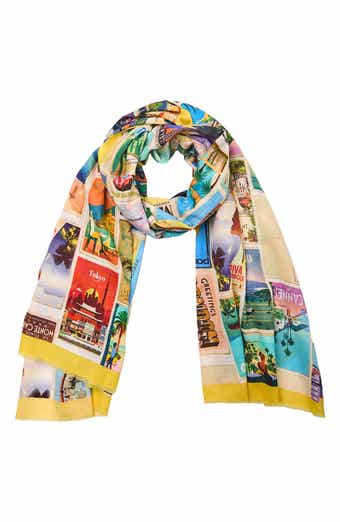 SAACHI Traveler Postcard Cotton Scarf