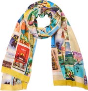 SAACHI Traveler Postcard Cotton Scarf