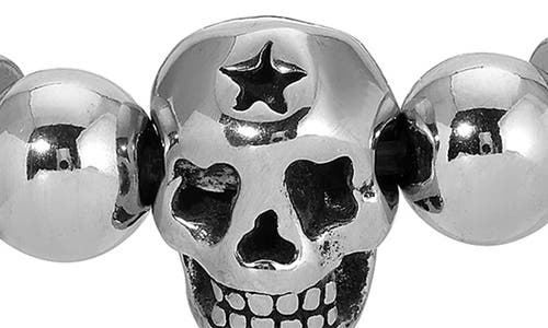 Eye Candy Los Angeles Set Of 2 Skully Beaded Stretch Bracelets In Silver