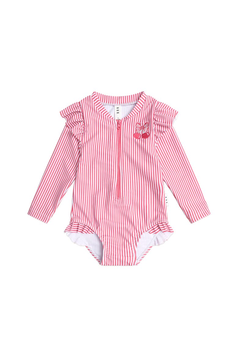 Frill Swimsuit Cherry Pie Stripe, Main, color, CHERRY