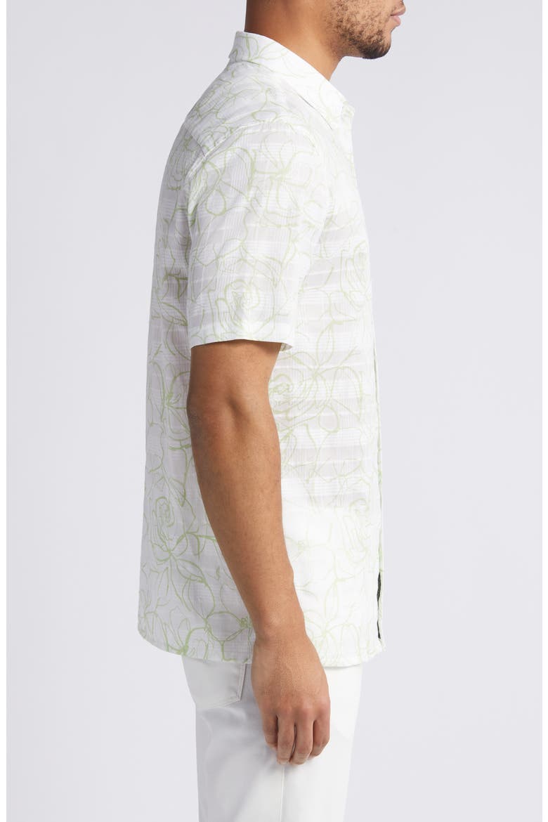 Cavu Floral Short Sleeve Cotton Button-Up Shirt, Alternate, color, WHITE