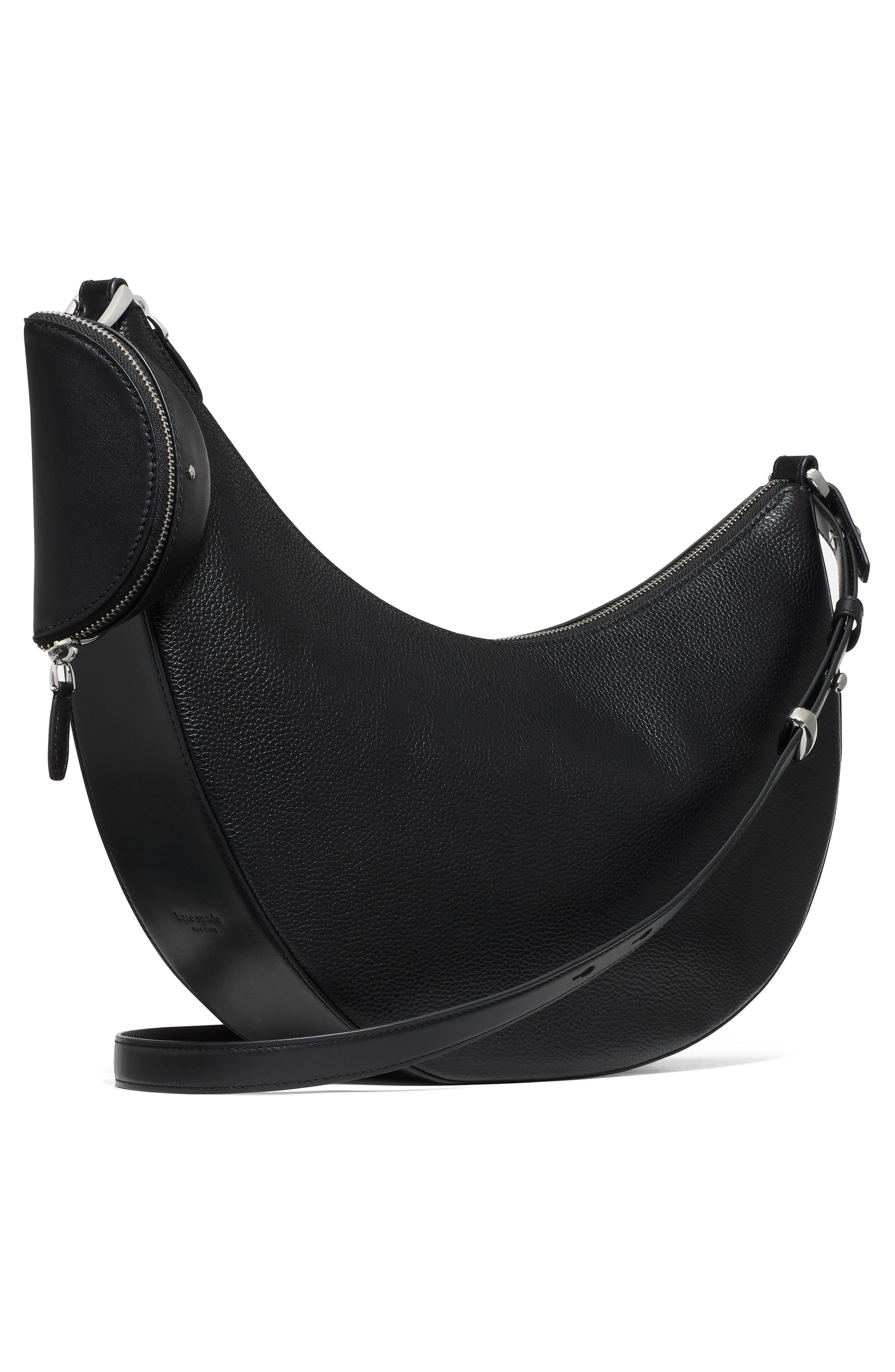 Kate Spade New York large duo pebbled leather crossbody bag, Alternate, color, Black