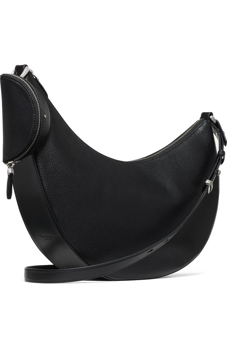 Kate Spade New York large duo pebbled leather crossbody bag, Alternate, color, Black