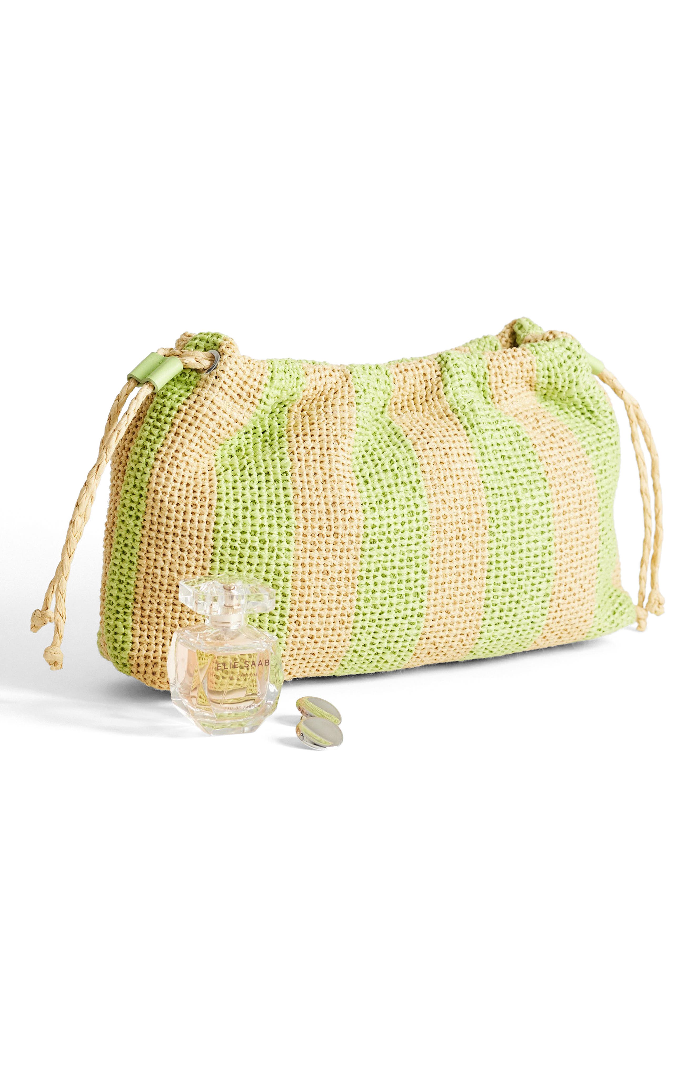 Jay Stripe Straw Clutch, Alternate, color, YELLOW