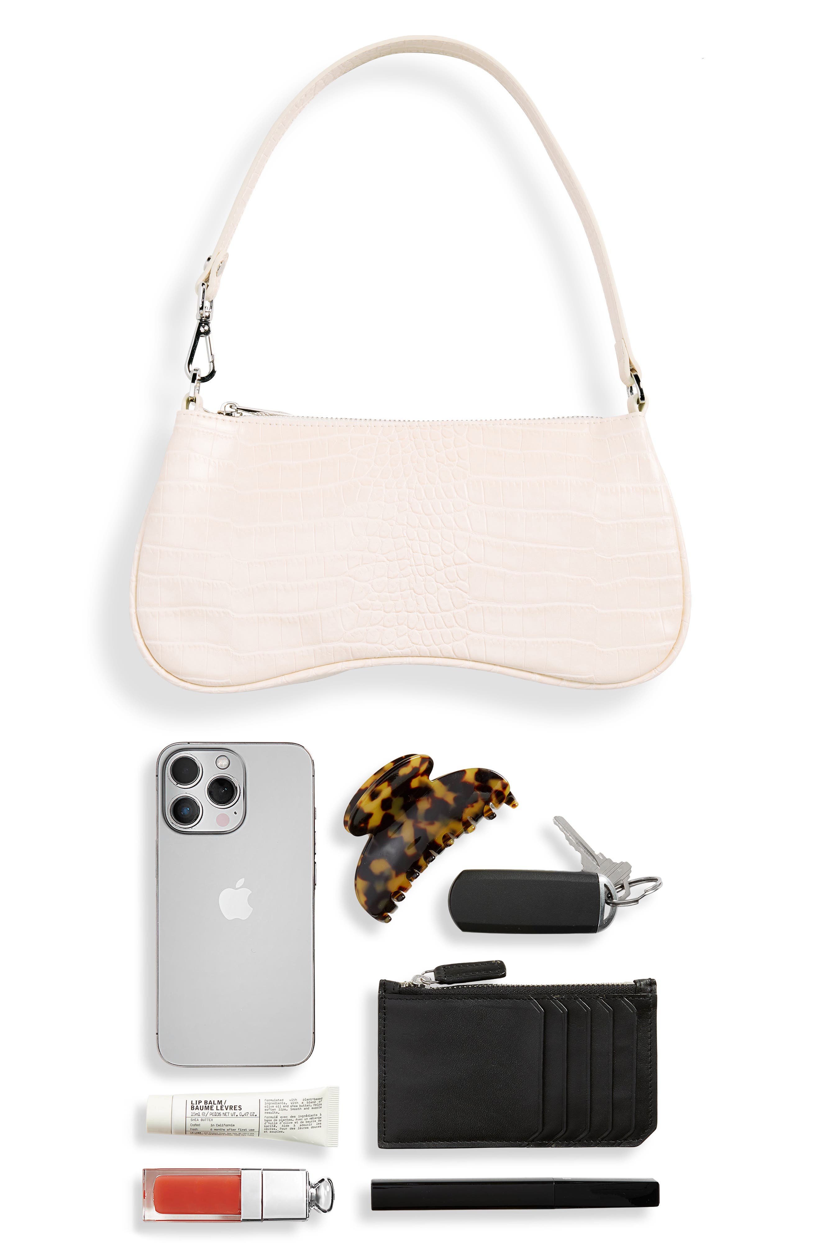Eva Croc Embossed Faux Leather Convertible Shoulder Bag, Alternate, color, IVORY CROC