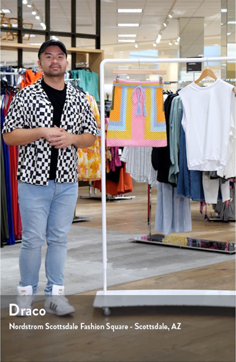 Babylon Colorblock Open Stitch Cotton Drawstring Sweater Miniskirt, sales video thumbnail