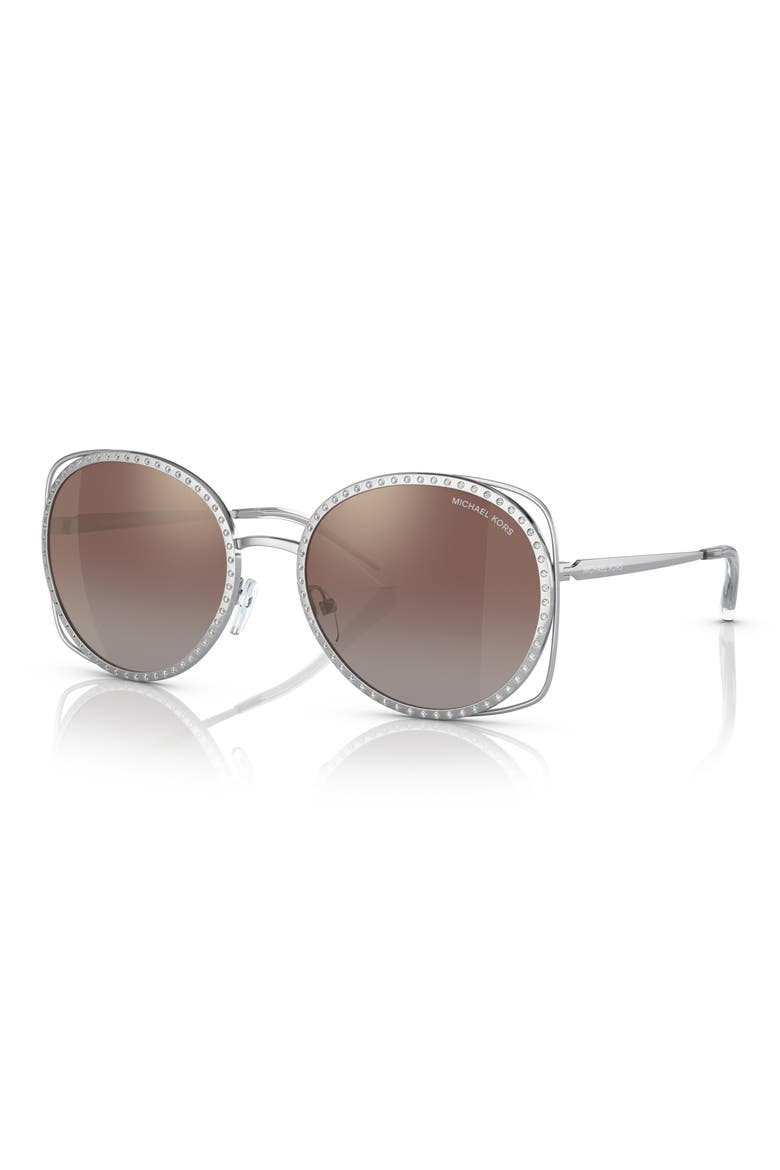 57mm Round Sunglasses, Alternate, color, SILVER