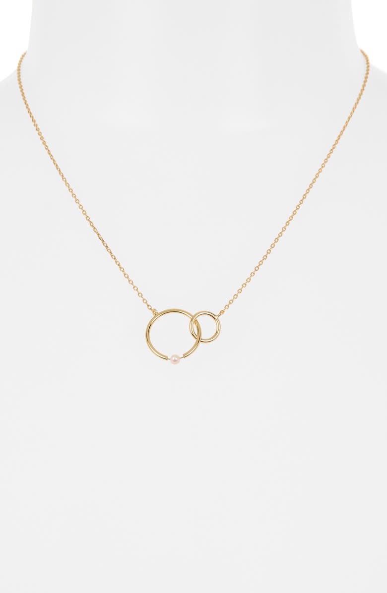 Argento Vivo Sterling Silver Interlink Circle Faux Pearl Necklace, Alternate, color, Gold